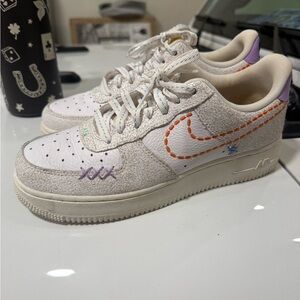 Nike White Sneakers with Orange Detail